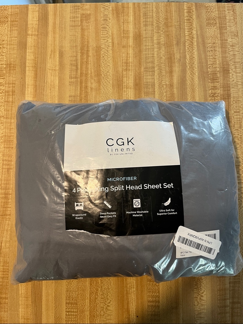 CKG Linens Microfiber 4 Piece King Split Head Sheet Set NWT